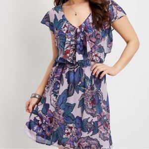 Maurices Floral Print V-Neck Dress